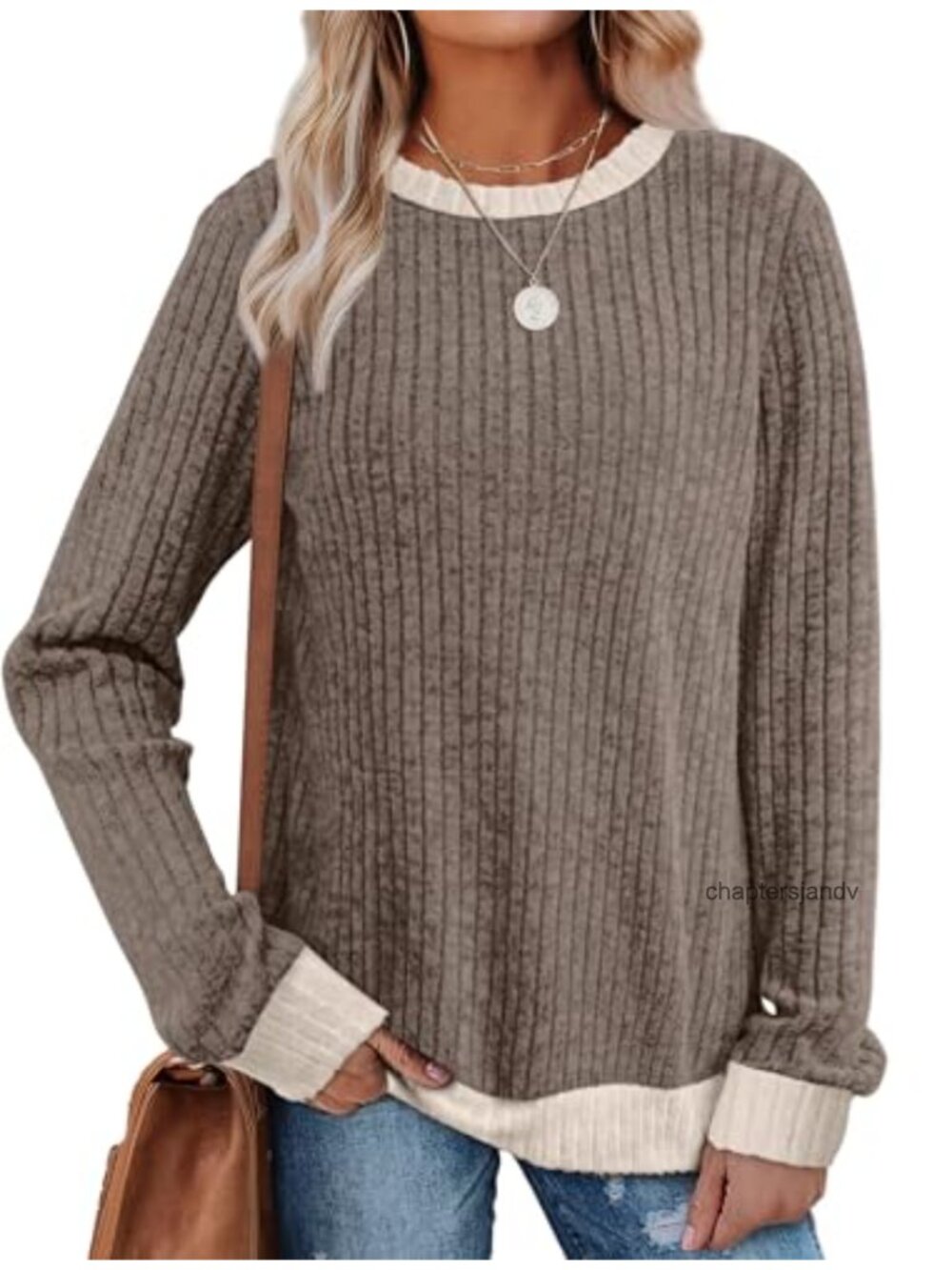 Sampeel Womens Tops Long Sleeve Lightweight Color Block Tunic Sweater
